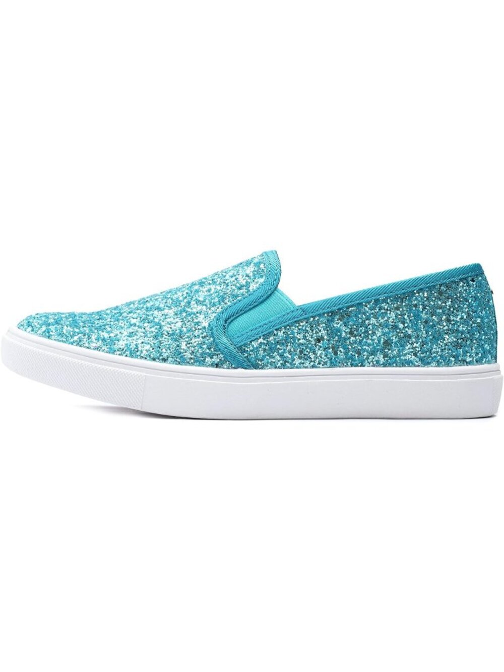 Women's Turquoise Glitter Fashion Slip-On Flat Loafer Elegant Classic Sneaker - Picture 2 of 6